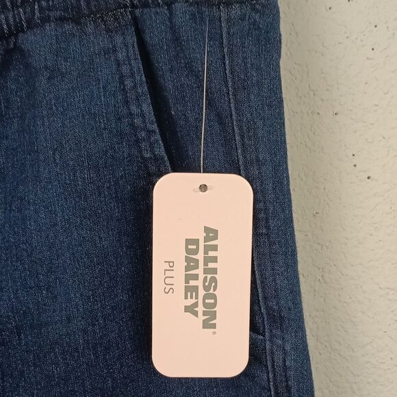 Allison Daley Womens Plus Dark Blue Denim Drawstring Waist Cropped Jeans sz 18w - Picture 6 of 12